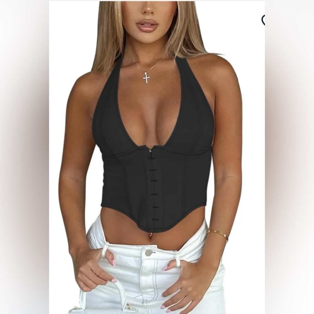 REORIA Vivid Charm Halter Corset Top Small